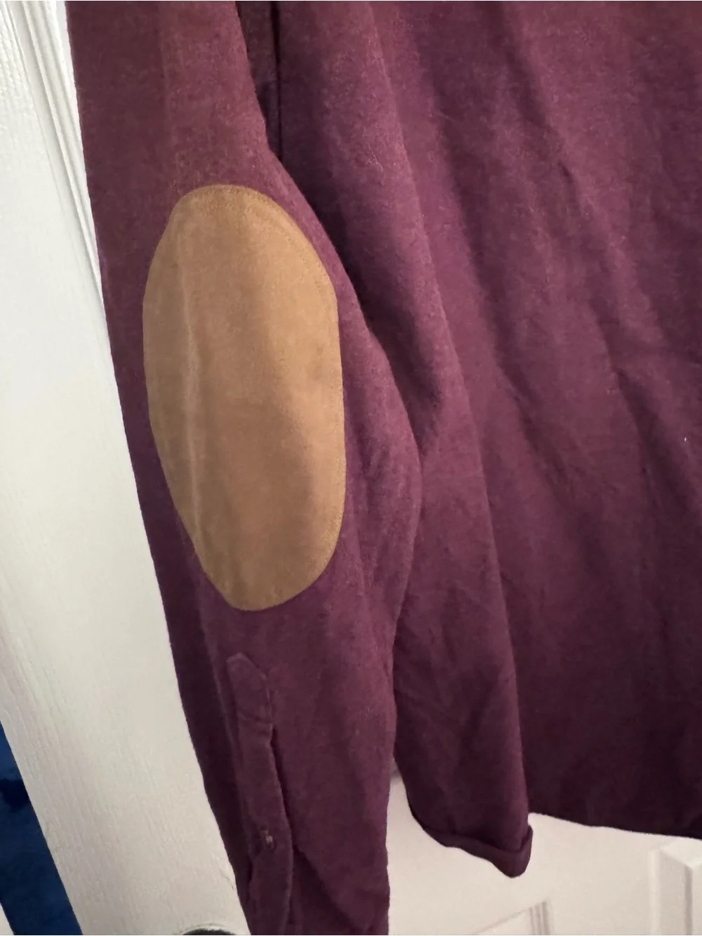 J. Crew Men’s Button-Down Shirt in Plum with Elbow patches